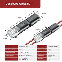 🏆【40 buc】Conector cu cablu dublu cu clemă de blocare