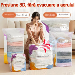🧳【Set de 5 bucăți】💨【Versiune îmbunătățită și îngroșată】 Pungă de depozitare vidată mare și compresibilă: nu necesită pompă, etanșă la scurgeri, ideală pentru economisirea spațiului în valize și acasă ✈️
