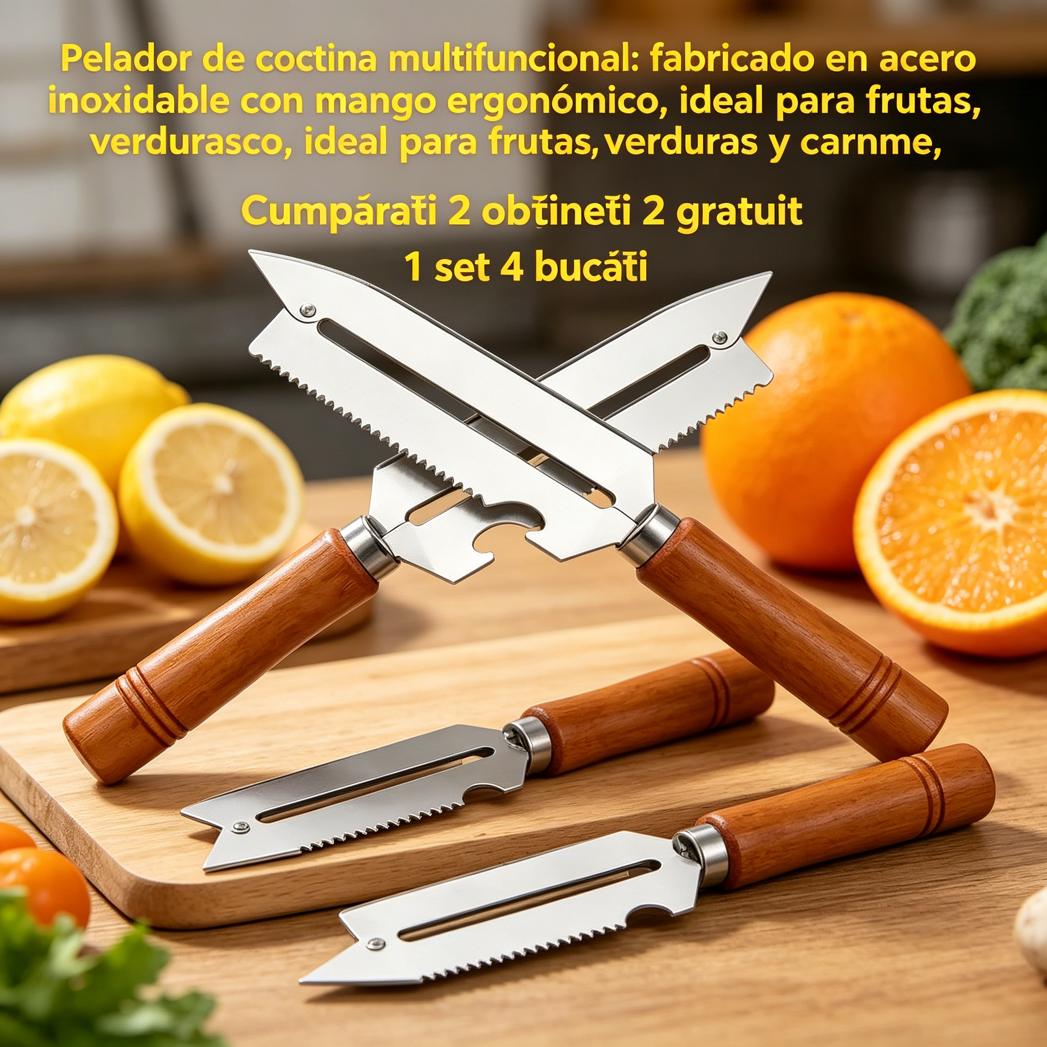 🥕 Cumpărați 2 obțineți 2 gratuit! ✨ Pelador de cocina multifuncional: fabricado en acero inoxidable con mango ergonómico, ideal para frutas, verduras y carne 🔪